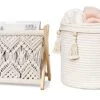 Mkono Macrame Magazine Rack And Macrame Laundry Basket Nursery Storage Bin Organizer Boho Decor For Bedroom Livingroom Dorm