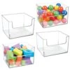 MDesign Plastic Open Front Storage Organizer Bins For Kitchen, Bedroom, Bathroom, Home Office, Or Playroom - Home Decor Bins Hold Food, Toys, Books, Or Office Supplies, Ligne Collection, 4 Pack, Clear