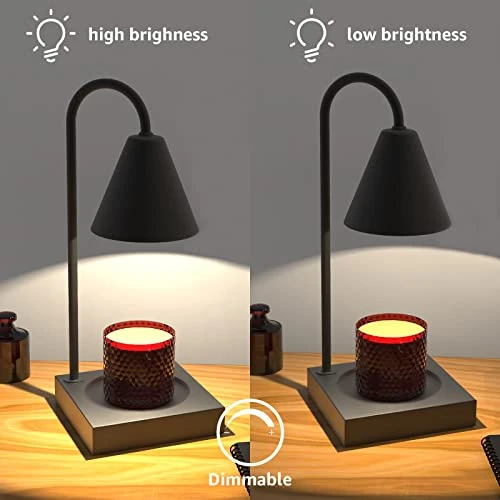 Mocalido Candle Warmer Lamp, Dimmable Electric Candle Lamp Warmer, Metal Melting Wax Warmer For Home Decor, Home Scented Jar Candles Heater With 2 Bulbs For Gifts, Black 2 Mocalido Candle Warmer Lamp, Dimmable Electric Candle Lamp Warmer, Metal Melting Wax Warmer For Home Decor, Home Scented Jar Candles Heater With 2 Bulbs For Gifts, Black - Image 2