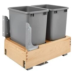 Rev-A-Shelf 4WCBM-2430DM-2 Double 30-Quart Maple Bottom Mount Kitchen Pullout Trash Can Waste Container With Soft Open & Close Slide System, Silver 18 Rev-A-Shelf 4WCBM-2430DM-2 Double 30-Quart Maple Bottom Mount Kitchen Pullout Trash Can Waste Container With Soft Open & Close Slide System, Silver -GENERIC Shop 41jPykn2fjL