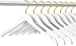 Amber Home Smooth White Finish Solid Wood Shirt Dress Hangers 10 Pack, Sturdy Wooden Coat Hangers With Precisely Notches, Clothes Hangers For Jacket, Camisole, Bridal (White, 10) -GENERIC Shop 41jR0Aw3hEL. AC
