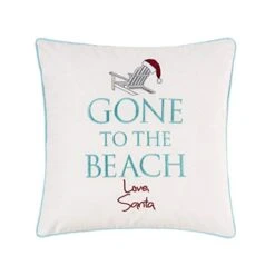 C&F Home Gone To The Beach Love Santa Pillow Winter Xmas Christmas Decor Decoration Embroidered Throw Pillow For Couch Chair Living Room Bedroom 18 X 18 White