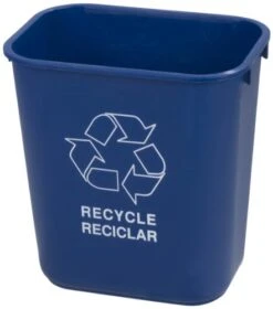 Carlisle FoodService Products 342913REC14 Plastic Recycle Deskside Wastebasket, 13 Quart, Blue