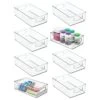 MDesign Small Plastic Bathroom Storage Container Bins With Handles For Organization In Closet, Cabinet, Vanity Or Cupboard Shelf, Accessory Organizer - Ligne Collection - 8 Pack, Clear