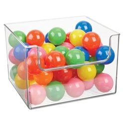 MDesign Plastic Open Front Storage Organizer Bins For Kitchen, Bedroom, Bathroom, Home Office, Or Playroom - Home Decor Bins Hold Food, Toys, Books, Or Office Supplies, Ligne Collection, 4 Pack, Clear -GENERIC Shop 41kNQuDlriL