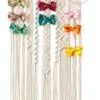 Mkono Macrame Bow Holder Hanging Hair Bow Organizer For Girls Hair Bows,Boho Wall Hair Clips Headband Storage Hanger For Baby Toddler Girls Room, Ivory (Clips And Other Props Not Included)