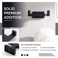 Angle Simple Double Towel Hook Matte Black, Stainless Steel Bathroom Towel Holder, Coat Robe Hook Wall Mount 13 Angle Simple Double Towel Hook Matte Black, Stainless Steel Bathroom Towel Holder, Coat Robe Hook Wall Mount -GENERIC Shop 41kOvjntQxL