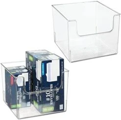 MDesign Large Modern Plastic Open Front Dip Storage Organizer Bin Basket For Home Office Organization - Shelf, Cubby, Cabinet, And Closet Organizing Decor - Ligne Collection - 2 Pack - Clear -GENERIC Shop 41kQNe0VwNL. AC