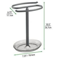 MDesign Steel Fingertip Towel Rack Stand With Base Tray - Towel Holder, Towel Bar For Bathroom, Kitchen, Powder Room - Holds Hand Towel, Washcloths - Rain Collection - 2 Pack, Light Gray/Charcoal Gray -GENERIC Shop 41kYIhAwTtL