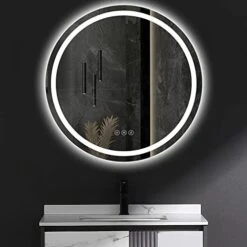 Round LED Mirror For Bathroom, 24 Inch Bathroom Vanity Mirror, Lighted Bathroom Mirror Dimmable Anti-Fog Smart Mirrors -GENERIC Shop 41kjX6E30cL. AC
