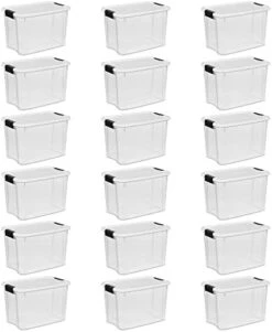 Sterilite 19859806, 30 Quart/28 Liter Ultra Latch Box, Clear With A White Lid And Black Latches, 6-Pack -GENERIC Shop 41koWM4AyWL. AC 1