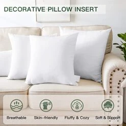 OTOSTAR Pack Of 2 Throw Pillow Inserts, 18 X 18 Square Cushion Inner Soft Fluffy Plump Stuffer Cushion Pads White Decorative Pillow Inserts -GENERIC Shop 41l30BLK4BL
