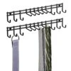 MDesign Closet Wall Mount Metal Accessory Organizer And Storage Center - Modern Slim Holder For Womens And Mens Ties, Belts, Scarves, Sunglasses, Watches - 12 Hooks, 2 Pack, Matte Black