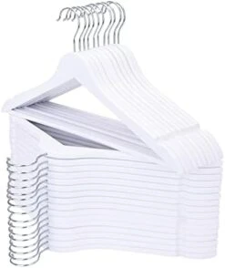 ELONG HOME Solid Wooden Hangers 20 Pack, Wood Suit Hangers With Extra Smooth Finish, Precisely Cut Notches And Chrome Swivel Hook, Wooden Clothes Hangers For Shirt Coat Jacket Dress, Natural -GENERIC Shop 41lf4FNWblL. AC