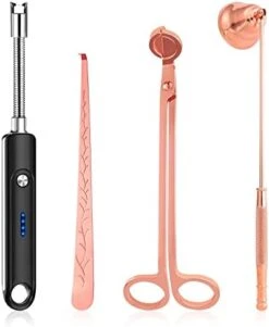 Lsnisni 5Pcs Candle Accessory Set With Candle Rechargeable Electric Lighter, Storage Tray, Wick Trimmer, Snuffer, Wick Dipper, Stainless Steel Candle Care Kit With Gift Package For Candle Lover Black -GENERIC Shop 41lhKoll5IL. AC