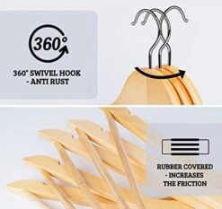 HOUÍSM Wooden Hangers 30 Pack, Solid Wooden Suit Hangers Coat Hangers With Non-Slip Pants Bar, 360° Swivel Hook & Notches, Smooth Finish, Heavy Duty Clothes Hangers For Coats, Suits, Pants And Jackets -GENERIC Shop 41lmnfgYGUL