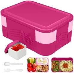 STAVOZE Bento Box, Bento Lunch Box For Kids, 1550ML Lunch Containers For Kids/Adults/Students, 6 Compartment LeakProof Adult Lunch Box With Utensils, Microwave/Dishwasher/Freezer Safe -GENERIC Shop 41lpZI jI7L. AC