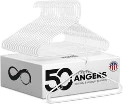 SereneLife White Standard Plastic Hangers - Space Saving Durable Tubular Heavy Duty Clothes Hanger Set Ideal For Laundry/Daily Use, Can Hold Up To 5.5 Lbs. For Coats, Jackets, Pants & Dress (50-Pack) -GENERIC Shop 41lyLXrjgZL. AC