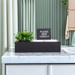 Bathroom Decor Box, Toilet Paper Holder, Toilet Tank Box, Toilet Paper Storage Basket With Artificial Flower And Funny Sign,Toilet Tank Tray, Farmhouse Bathroom Decor -GENERIC Shop 41m3X1NySvL