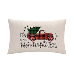 Buffalo Check Plaids Christmas Throw Pillow Covers 12x 20 Inches Red Black Green Xmas Trees/Wonderful Time Truck Farmhouse Winter Holiday Decorative Rectangular/Waist Cushion Pillowcases Set Of 2 5 Buffalo Check Plaids Christmas Throw Pillow Covers 12x 20 Inches Red Black Green Xmas Trees/Wonderful Time Truck Farmhouse Winter Holiday Decorative Rectangular/Waist Cushion Pillowcases Set Of 2 -GENERIC Shop 41mKrTUdsSL