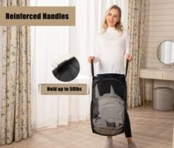 2 Pcs Strong Mesh Pop-up Laundry Hamper, Quality Laundry Basket With Durable Handles Solid Bottom High Carbon Steel Frame, Easy To Open And Fold Flat For Storage(Black) 17 2 Pcs Strong Mesh Pop-up Laundry Hamper, Quality Laundry Basket With Durable Handles Solid Bottom High Carbon Steel Frame, Easy To Open And Fold Flat For Storage(Black) -GENERIC Shop 41mOodclrbL