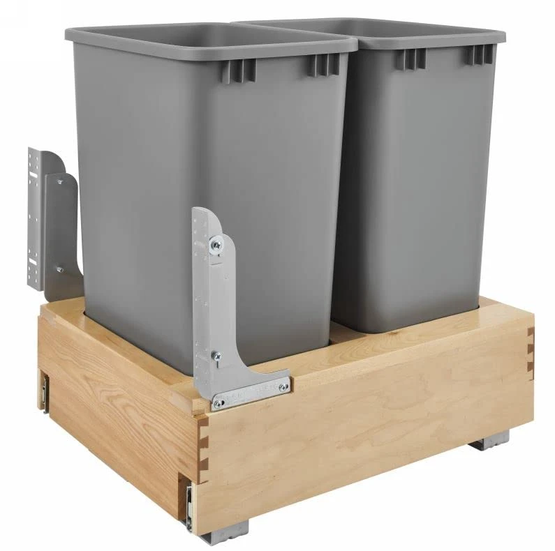 Rev-A-Shelf 4WCBM-2430DM-2 Double 30-Quart Maple Bottom Mount Kitchen Pullout Trash Can Waste Container With Soft Open & Close Slide System, Silver 10 Rev-A-Shelf 4WCBM-2430DM-2 Double 30-Quart Maple Bottom Mount Kitchen Pullout Trash Can Waste Container With Soft Open & Close Slide System, Silver - Image 10