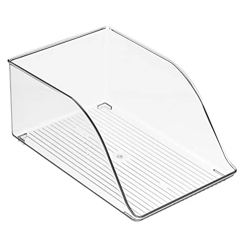 MDesign Small Plastic Water Bottle Stackable Storage Organization Bin With Open Front For Kitchen Refrigerator, Freezer, Pantry, Holds 12 Bottled Drinks/Beverages, Ligne Collection, Clear 2 MDesign Small Plastic Water Bottle Stackable Storage Organization Bin With Open Front For Kitchen Refrigerator, Freezer, Pantry, Holds 12 Bottled Drinks/Beverages, Ligne Collection, Clear - Image 2