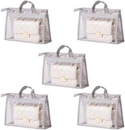 5 Pack Clear Tote Bag, Handbag Organizer PVC Transparent Anti-dust Cover Bag For Hanging Closet With Zipper And Handle Space-Saving Storage Bag (Color : Beige, Size : XXL) -GENERIC Shop 41ml0ZzcmGL. AC 1