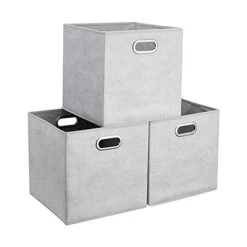 13 Inch Storage Cubes Bins Grey White Fabic Storage Cubes Inserts Foldable Cloth Storage Boxes Collapsible Storage Baskets Drawer For Cube Organizer ,QY-SC07-3
