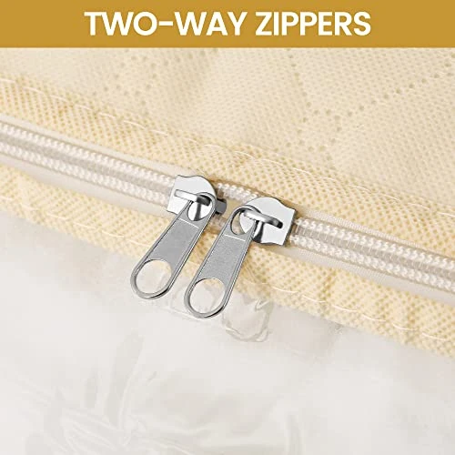 FORCTIBULL Large Storage Bags, Closet Organizers And Storage Bins With Lids, Storage Containers With Clear Window For Organizing Clothes Blanket Comforter Bedding Toy, 84L (3 Pack, Beige) 5 FORCTIBULL Large Storage Bags, Closet Organizers And Storage Bins With Lids, Storage Containers With Clear Window For Organizing Clothes Blanket Comforter Bedding Toy, 84L (3 Pack, Beige) - Image 5