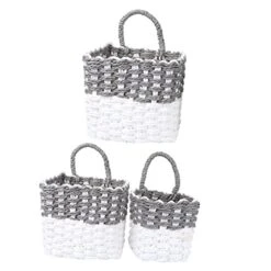 Zerodeko 3pcs Color Hanging Basket Plant Basket Woven Baskets Woven Storage Basket Shelf Storage Baskets Wicker Storage Basket Storage Basket Bin Storage Container Woven Basket For Home