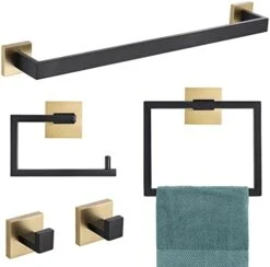 5-Piece Bathroom Hardware Accessories Set 23.6 Inch Towel Bar Towel Rack Sets Modern Towel Ring Kit Stainless Steel Wall Mounted (Brushed Nickel) -GENERIC Shop 41nmEkGdIL. AC