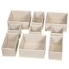 DIOMMELL 9 Pack Foldable Cloth Storage Box Closet Dresser Drawer Organizer Fabric Baskets Bins Containers Divider For Baby Clothes Underwear Bras Socks Lingerie Clothing,Beige 333