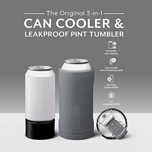 BrüMate Hopsulator Trio 3-in-1 Insulated Can Cooler For 12oz / 16oz Cans + 100% Leak Proof Tumbler With Lid | Can Coozie Insulated For Beer, Soda, And Energy Drinks (Matte Gray) 2 BrüMate Hopsulator Trio 3-in-1 Insulated Can Cooler For 12oz / 16oz Cans + 100% Leak Proof Tumbler With Lid | Can Coozie Insulated For Beer, Soda, And Energy Drinks (Matte Gray) - Image 2