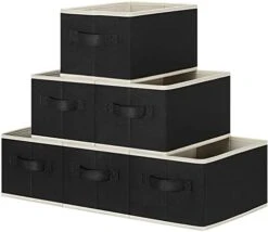 Asxsonn Fabric Storage Bins Large Storage Baskets For Organizing Set Of 3, Large Closet Storage Bins With Reinforced Handles, Foldable Storage Baskets For Shelves, Black, 15" X 11" X 9.6" -GENERIC Shop 41oR c23OjL. AC