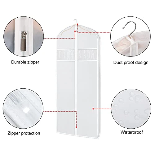 Zilink Dress Garment Bags For Storage 72-inch With Clear Window And 3" Gusset Dress Cover Bag For Long Evening Dresses,Fur Coat, Long Dress Gown Closet Storage 4 Zilink Dress Garment Bags For Storage 72-inch With Clear Window And 3" Gusset Dress Cover Bag For Long Evening Dresses,Fur Coat, Long Dress Gown Closet Storage - Image 4