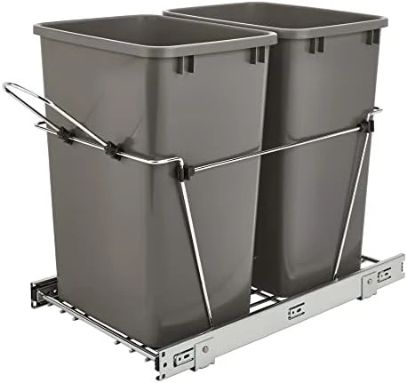 Rev-A-Shelf RV-18KD-18C S Double 35 Quart Sliding Pull-Out Waste Containers Garbage Trash Recycling Bins For Kitchen Cabinets, Black 9 Rev-A-Shelf RV-18KD-18C S Double 35 Quart Sliding Pull-Out Waste Containers Garbage Trash Recycling Bins For Kitchen Cabinets, Black - Image 9