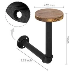 MyGift Wall Mounted Hat Rack Holder Wih Realistic Black Metal Pipe And Brown Wood, Hanging Entryway Hat Hooks And Wig Holder Rack, Set Of 3 -GENERIC Shop 41p1CVPJwWL