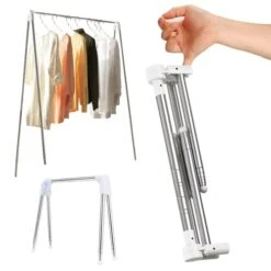 GIPOBUY Portable Clothes Rack Travel Garment Rack, Foldable Collapsible Clothing Rack, Folding Portable Garment Rack For Dance, Painting, Travel, Drying, Camping, Mini Small Coat Rack (Non-Heavy Duty)