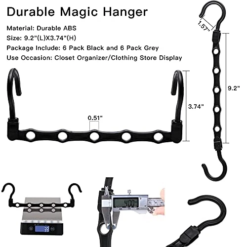 Closet Organizer,12 Pack Stronger Closet Organizers And Storage Clothes Hanger With 5 Holes Closet Storage For Heavy Clothes,College Dorm Room Essentials Magic Closet Organization Space Saving Hangers 3 Closet Organizer,12 Pack Stronger Closet Organizers And Storage Clothes Hanger With 5 Holes Closet Storage For Heavy Clothes,College Dorm Room Essentials Magic Closet Organization Space Saving Hangers - Image 3