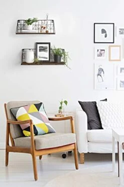 Mkono Wall Floating Shelves Set Of 2 Rustic Wood Bathroom Shelf (11.5" + 17.7"), Black Metal Wire Storage Display Shelving Room Recor For Bedroom Living Room Kitchen Office,Brown -GENERIC Shop 41pihctha8L