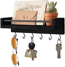 Mkono Key Holder For Wall, 9.5" X 3.5" X 2.5" Small Rustic Wood Floating Shelf With 6 Hooks Decorative Display Key Hanger For Living Room, Entryway, Bedroom, Bathroom,Office, Home Decor -GENERIC Shop 41plLH2398L. AC