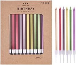 PHD CAKE 24-Count Gold Long Thin Metallic Birthday Candles, Cake Candles, Birthday Parties, Wedding Decorations, Party Candles -GENERIC Shop 41prWLNWgpL. AC