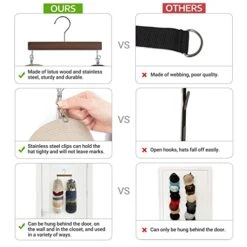 Dahey Hat Organizer For Closet Set Of 2 Hat Racks For Baseball Caps Hat Holder Organizer With 32 Stainless Steel Clips, Wooden Cap Holder Hangers Display For Door Closet Storage, Fits All Caps -GENERIC Shop 41pzGXLnL0L