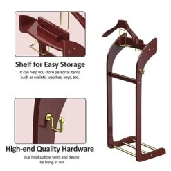 EADIHEGE Clothes Valet Stand, Men And Women Floor Standing Clothes Valet, Suit Hanger Rack Solid Frame Crease-Free Suit Coat Stand Storage Wooden For Hallway Dressing Room -GENERIC Shop 41qP8E6hzvL