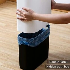 Trash Can For Bathroom 2.3 Gal Wastebasket Office Garbage Can Slim Rectangular Waste Bin For Kitchen Bedroom (White) -GENERIC Shop 41qSGtyAF3L