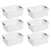 Sterilite 16248006 Medium Ultra Basket, White Basket W/ Titanium Inserts, 6-Pack