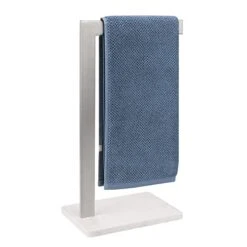 BathAce Hand Towel Holder, Hand Towel Stand For Bathroom With Marble Base, 304 Stainless Steel Stand L Shape Hand Towel Rack Free-Standing Towel Bar For Bathroom Kitchen Countertop, Brushed Nickel