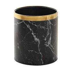 Huaqinglian Small Office Trash Can Garbage Can Metal Open Top Wastebasket Bin With Removable Gold Ring Which For Hold Garbage Bag For Bathroom,Living Room,Bedroom Using (White Gold Marble) -GENERIC Shop 41qixY2ifzL
