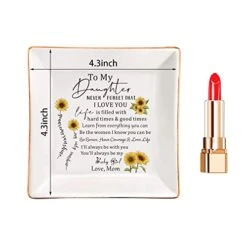 XJF To My Daughter Gift From Mother, Daughter Ceramic Jewelry Trinket Dish, Birthday, Graduation, Christmas, Gift For Daughter From Mother -GENERIC Shop 41qxt42ykLL